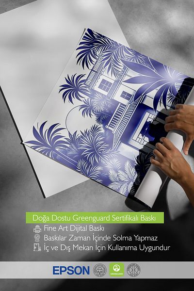 Postifull Wooden Framed Poster, Blue Palm Trees, Illustration, Blue Color Poster, Summer Selection of 2025, No: