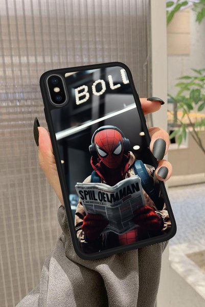 Snacase iPhone X Uyumlu Örümcek Adam Tasarımlı Glossy Premium Kılıf