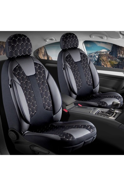 autogoodstore Dacia Duster ile Uyumlu Lüx Deri Detaylı Oto Koltuk Kılıfı Ön A...