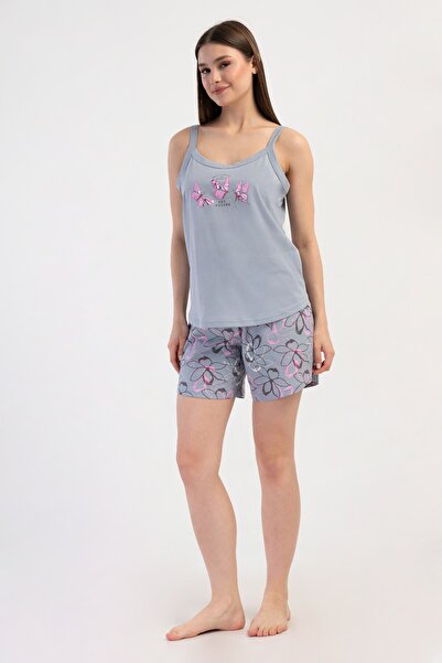 VİENETTA Pamuklu Büyük Beden Ip Askılı Şortlu Pijama Takım