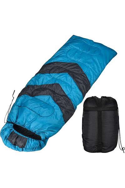 Effekt Manufaktur Sac de dormit pentru vreme rece, 95% puf de gâscă, impermeabil, ușor de curățat, 210x10x75 cm, albastru