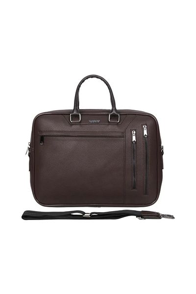 GLANCE Cambridge Polo Club Faux Leather Briefcase Brown