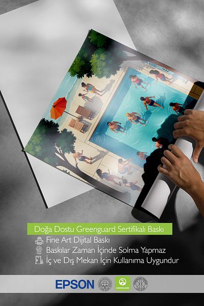 Postifull White Framed Painting, Crowd in the Pool, Illustration, Maximalist, Blue Color Poster, 2025 Summer Flake
