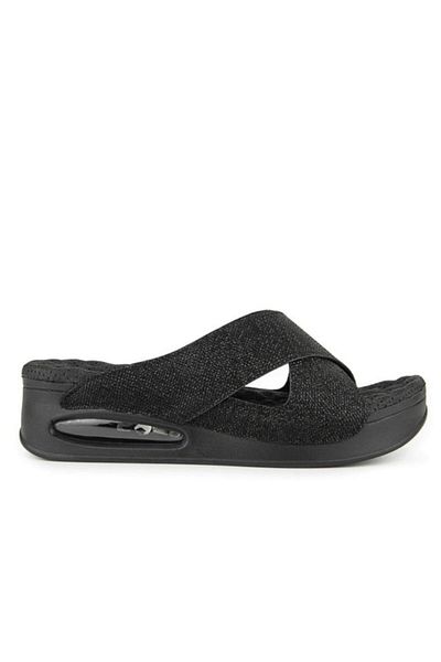 Muya Black Orthopedic Supported Air Sole Slippers – Daily Comfort and Elegance