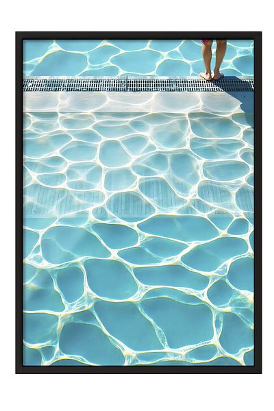 Postifull Black Framed Painting, Swimming Pool, Photo, Blue Color Poster, 2025 Summer Selection, No:109726