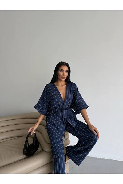 FRİYA Women's Waist-Tied Vest and Pants Suit