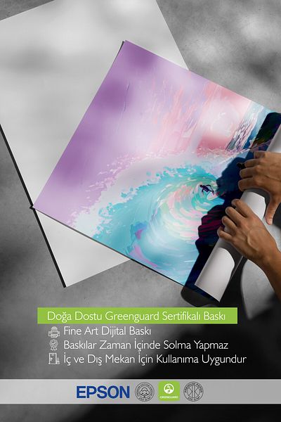 Postifull Wooden Framed Painting, Surfer, Wave, Ocean, Illustration, Impressionist, Blue, Pink Color Poster,