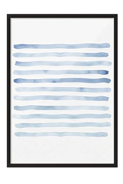 Postifull Black Framed Poster, Blue Lines, Illustration, Blue Color Poster, Summer Selection 2025, No:109680