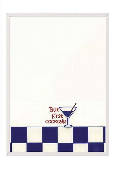 Postifull Pictură în cadru alb, Cocktailuri înainte, Ilustrație, Poster de culoare albastră, Selecție de vară 2025, NR:109716