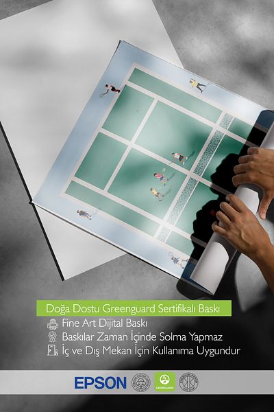 Postifull Wooden Framed Poster, Tennis Court, Illustration, Green Color Poster, 2025 Summer Selection, No:109536