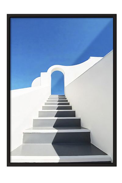 Postifull Black Framed Painting, Door Opened to the Sky, Photo, Blue Color Poster, 2025 Summer Selection, No:10971