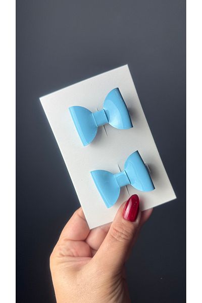 Toka Perisi Blue Patent Leather Alen Bow Buckle (Half Ribbon Covered Metal Clip Buckle)