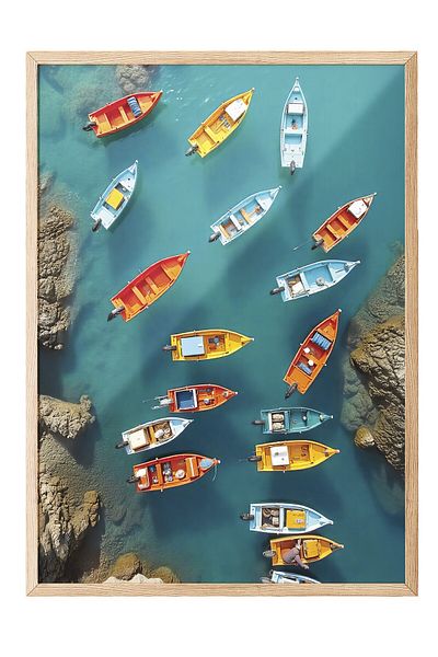 Postifull Wooden Framed Poster Painting, Colorful Sandals, Photo, Maximalist, Blue Color Poster, Choose Summer 2025