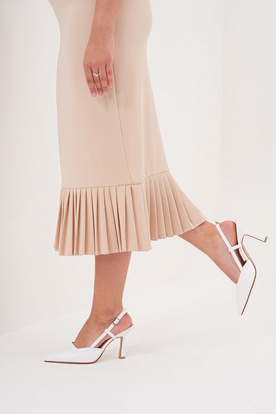golden heel 8.5 cm White Open Back Heel Stiletto Shoes