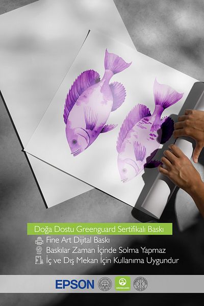Postifull Wooden Framed Painting, Fish, Watercolor, Purple Color Poster, 2025 Summer Selection, No:109874