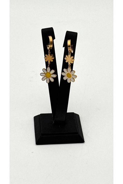 ELİOSA Daisy Detail Tarnish Steel Earrings