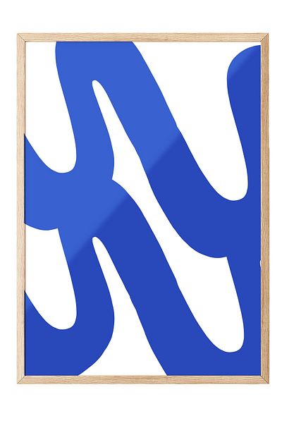 Postifull Wooden Framed Painting, Text, Minimalist, Flat Illustration, Blue, White Color Poster, 2025 Summer Selection