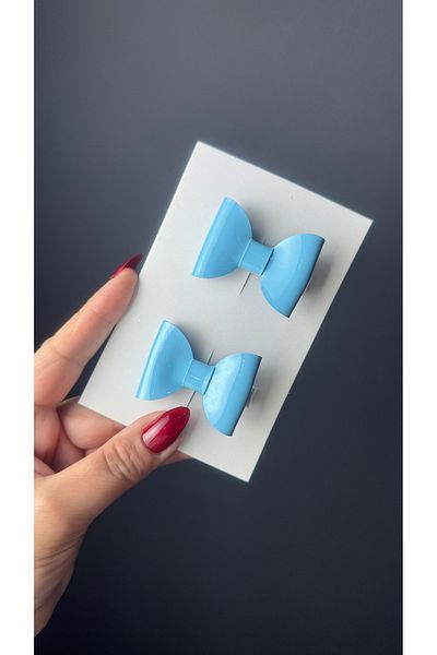 Toka Perisi Blue Patent Leather Alen Bow Buckle (Half Ribbon Covered Metal Clip Buckle)