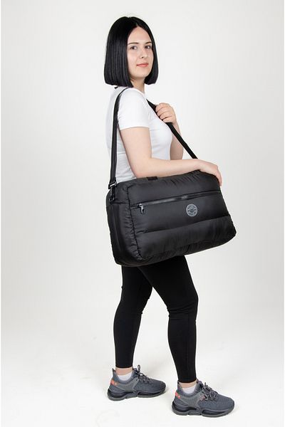 KAFF Black Shoulder Strap Waterproof Quilted Fabric Women's Daily Hand Shoulder and Sports Bag -1007
