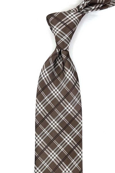 Kravatkolik Gold Plaid Pattern Classic Tie with Handkerchief Kk13197