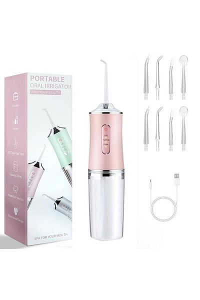 OEM Irigator oral electric, EXPGlobal, 3 moduri de presiune, 8 capete de curățare, IPX6, rezervor 220 ml, roz