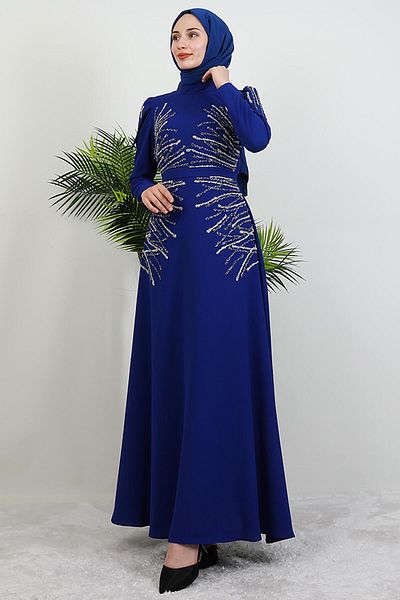 GİYZAMİLA Mia Stone Hijab Dress Night Blue