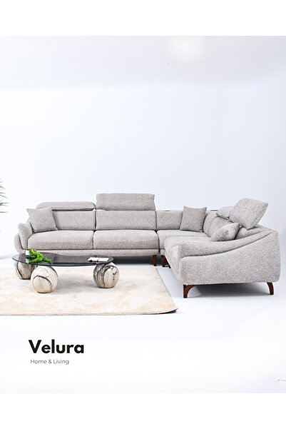 Velura Home & Living Ezel Motorlu Köşe Takımı & Hoparlörlü, USB Portlu, Genişleyebilir Büyük Köşe Takımı