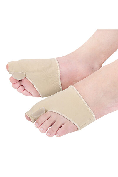 zenifique Set de protecție pentru bunion din silicon și șosete separatoare pentru degete, bej (2 bucăți)