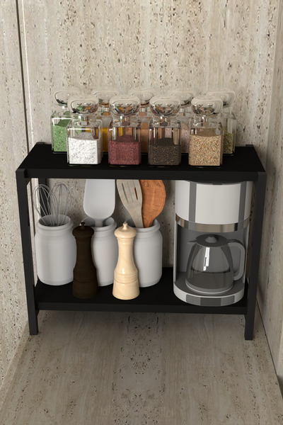 AJU Tezgah Üstü Raf Siyah Masaüstü Ayaklı Organizer Mutfak Banyo Düzenleyici ...