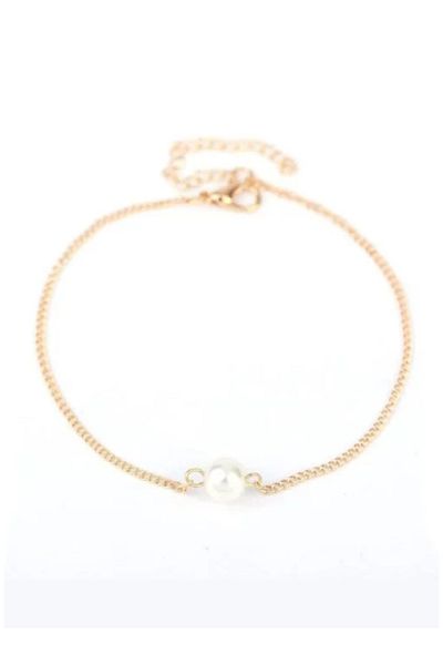 DuhaDTM Gold Color Sf Chain Anklet with Pearls