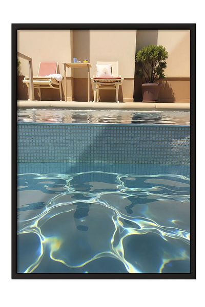 Postifull Black Framed Painting, Bright Pool, Photo, Blue Color Poster, 2025 Summer Selection, No:109780