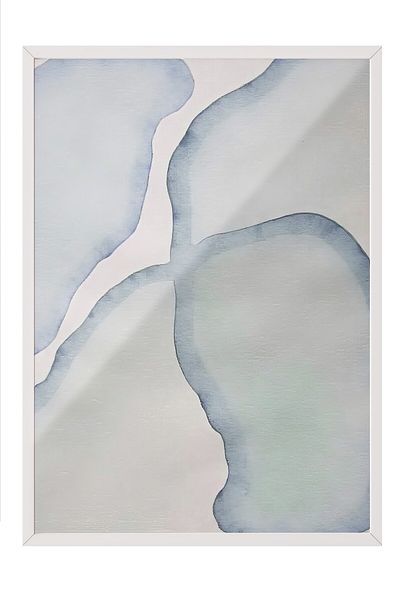 Postifull White Framed Poster, Abstract Circles - 3, Oil Painting, Blue Color Poster, 2025 Summer Selection, No:10967
