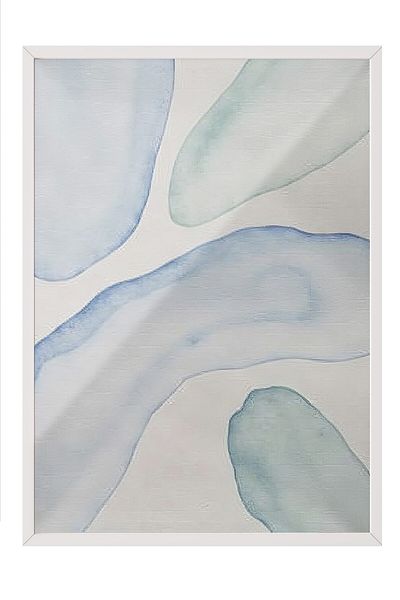 Postifull White Framed Poster, Abstract Circles - 2, Oil Painting, Blue Color Poster, 2025 Summer Selection, No:10967