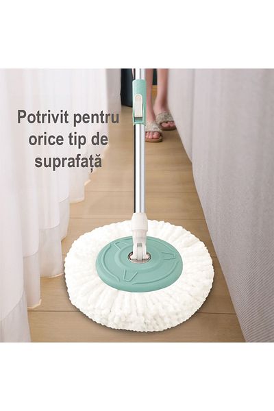 Tinklu Rotating Mop With Bucket, Cleaning Set With 2 Microfiber Refills, 360° Rotating Mop, Tinklu, Green