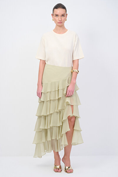 Love My Body Moda Tutkusu Yırtmaç Detaylı Fırfırlı Etek