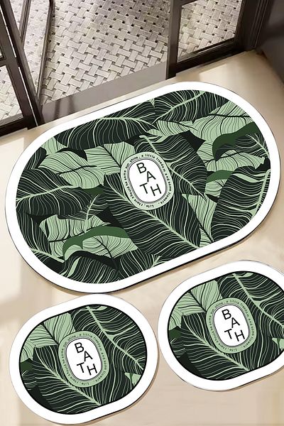 Chilai Home Aleas Bathroom Mat Set of 3 Non-Slip Base Djtbanyo