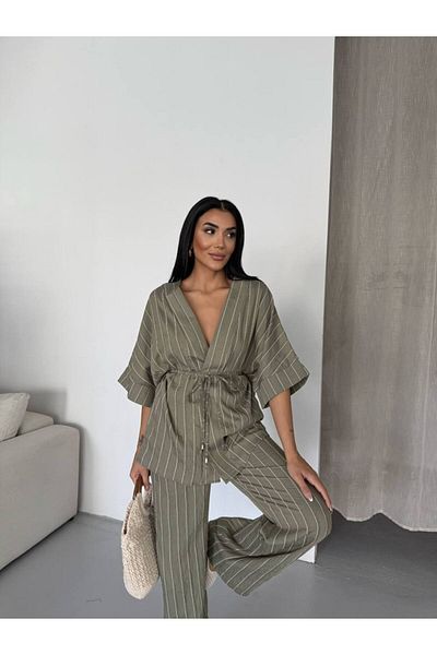 FRİYA Women's Waist-Tied Vest and Pants Suit