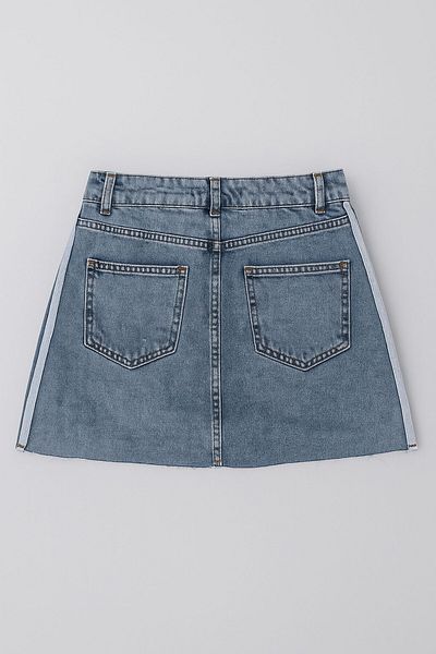 Bluewhite High Waist Tasseled Mini Jean Skirt
