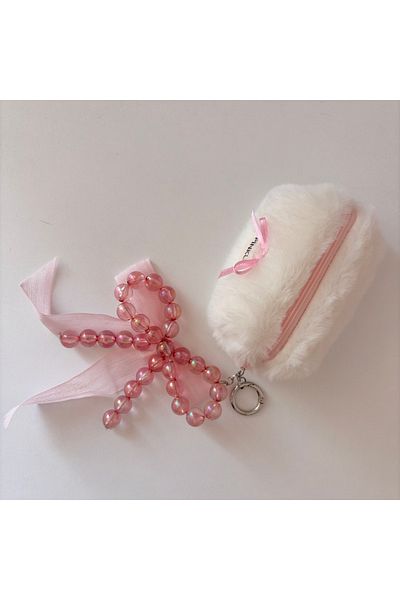 PİNKUE Pinkue Sweet Bow Charm & Fluffy AirPods Bag Accessory