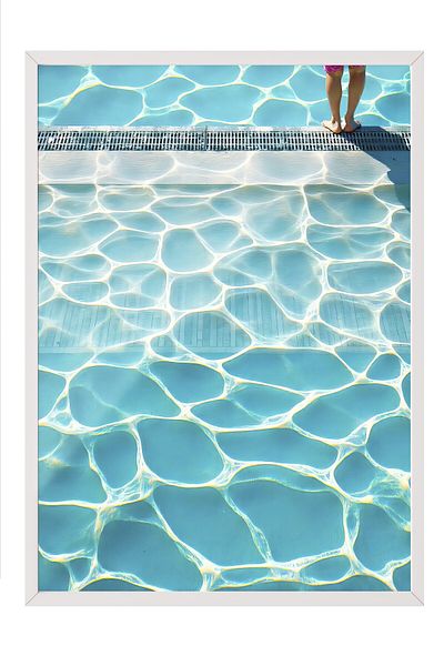 Postifull White Framed Painting, Swimming Pool, Photo, Blue Color Poster, 2025 Summer Selection, No:109726
