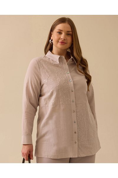 Gala-Xi Plus Size Embroidered Sequin Detailed Tunic