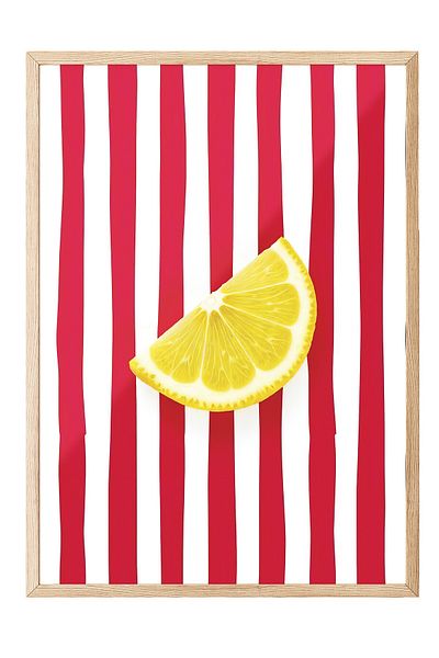 Postifull Wooden Framed Poster Painting, Lemon Slice, Illustration, Maximalist, Yellow Color Poster, Choose Summer 2025