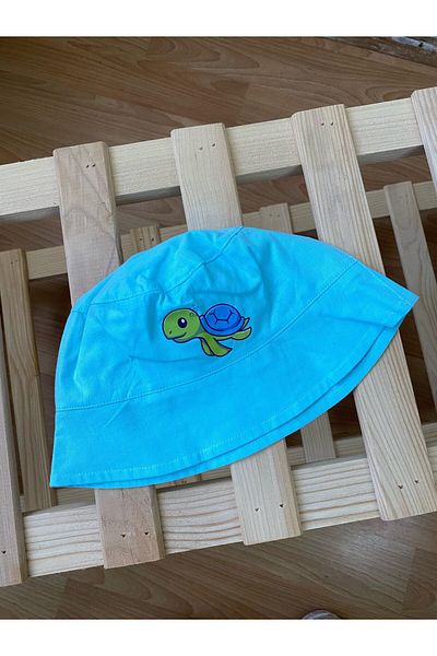 haki dükkan Mint Color Turtle Printed Summer Buclet Children's Hat (Compatible for 1-3 Years)