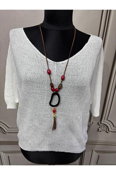 AGORATEKSTİL Mercerized Blouse with Women's Necklace Gift