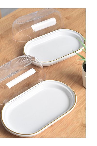 ŞURA MUTFAK 2Pcs 4 Pieces Ceramic Butter Bowl Cheese Butter Breakfast Storage & Presentation Container