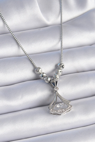 Toptan Bulurum سلسلة فولاذية 316L فضية اللون على شكل ورقة الجنكة موديل حجر ال...