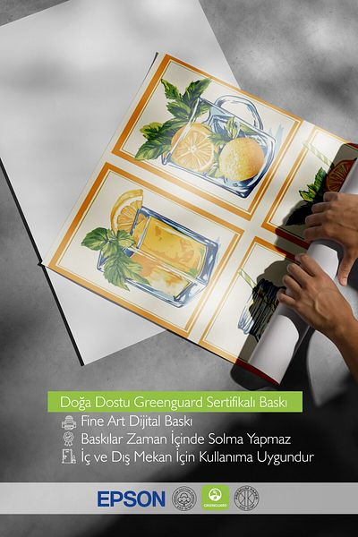Postifull Wooden Framed Painting, Glass, Lemon, Ice, Illustration, Flat Illustration, Orange, Green Color Poster,