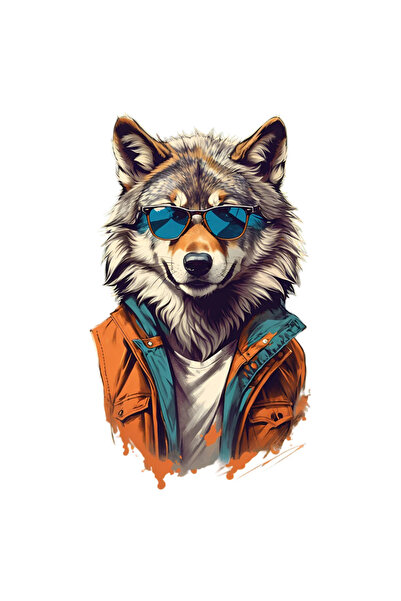 INOVATIX Σετ 8 τεμαχίων, Αυτοκόλλητο Λύκος με μπουφάν και γυαλιά, INOVATIX®. ...