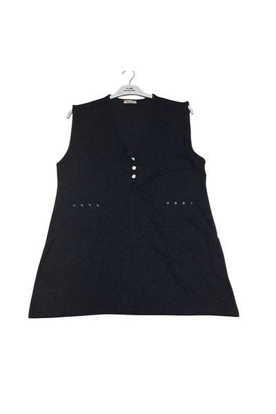 ECE GİYİM Women's Three Button Front Jacquard Pocket Short Vest