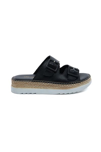Greyder 50757 Women's Black Genuine Leather Trendy Slippers